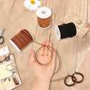 3 Rolls Flat Leather String Cord Faux Leather Suede Ribbon for Jewelry Making DIY Crafts Thin Leather String Cord for Bracelets Necklaces Shoe Accessories (Black, Light Brown. Coffee)