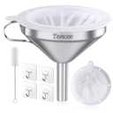 5-Inch Premium Stainless Steel Funnel with 200 Mesh Food Strainer, Kitchen Funnel for Bottles