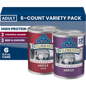 Blue Buffalo Wilderness Variety Pack Adult Wet Dog Food, 12.5 oz, 6 ct, Best Before: 2028/SEP/09