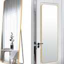 57x20 Door Hanging Full Length Mirror, Floor Stand (Height 5.7ft just Body in1.3ft) Wall Mounted Metal Frame Rectangle Dressing Mirrors for Bedroom Room 57 inch Gold