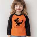 Halloween Shirts for Kids Boys Girls Toddler Halloween Shirt Pumpkin Shirts Ghost Clothes Long Sleeve Cotton Tee 2T-8Y (Orange)