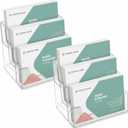 TecUnite 2 Pieces Business Card Holder for Desk 3 Tiers Clear Acrylic Stand for Business Card Organizer Storage Holder Display for Office and Company, 180 Cards Capacity