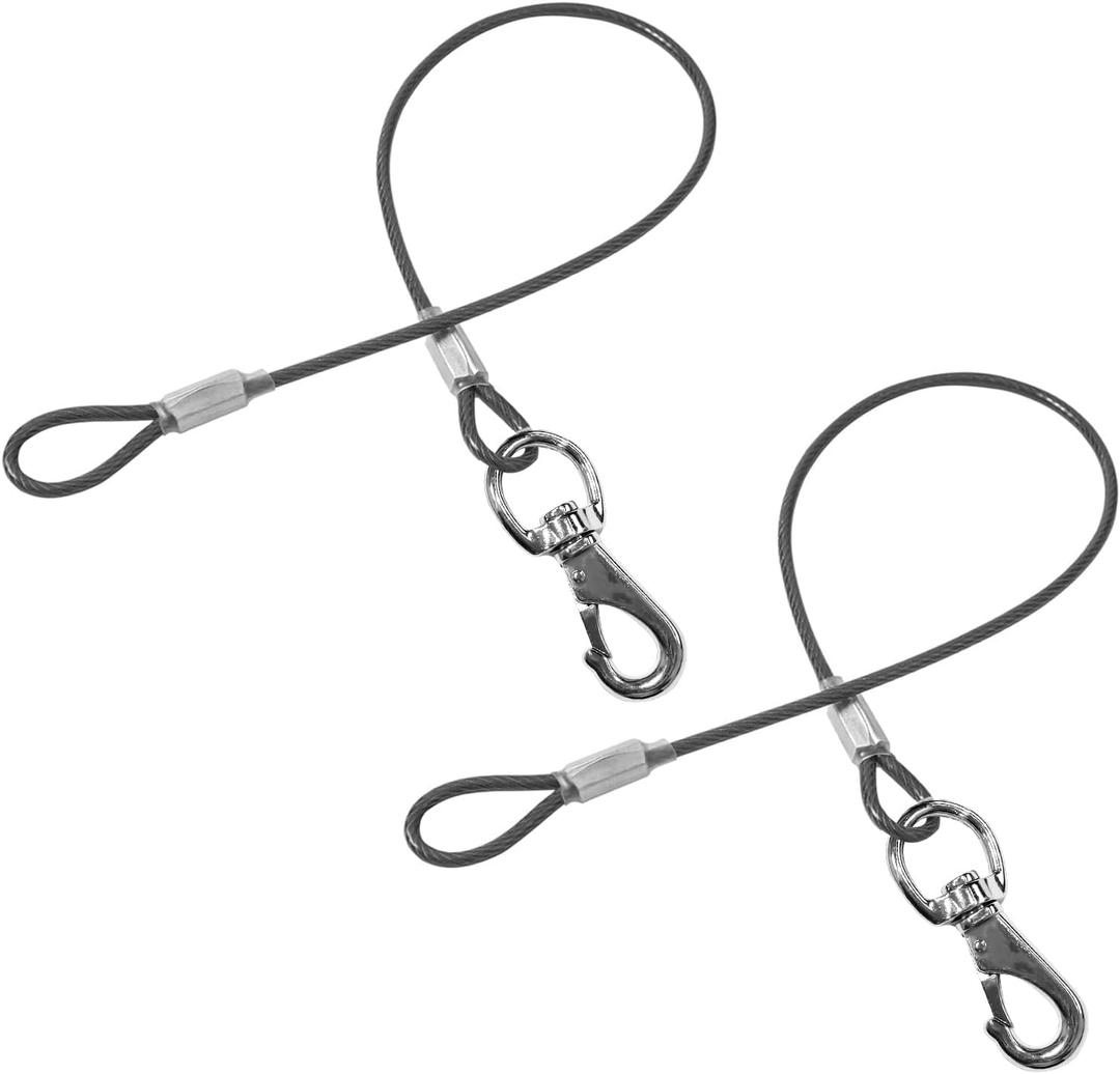 Chew Proof Dog Leash - 2Pack Metal Cable Lead,No Tangle Multiple Dog Leashes for Dogs- Heavy Duty Leash Extender for Collars & Harnesses(2 Pack Black, 20in/50cm)