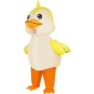 M MH ZONE Inflatable Duck Costume for Adults & Kids - Funny Yellow Blow Up Cosplay Suit for Halloween Party