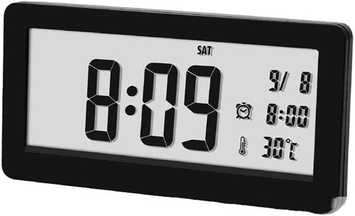 Large LED Digital Alarm Clock, Desk Bedside Clock with Night Light, Simple Operation, Snooze, Temperature Display,White(Black)