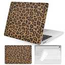 Seorsok Compatible with MacBook Air 13 Inch Case 2022 2021 2020-2018 Release A1932 A2179 M1 A2337,Elegant Leopard Grain Leather Plastic Hard Shell Case with Keyboard Cover,Brown