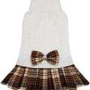 KYEESE Dog Sweater Thick Dogs Clothes with Bowtie Soft Turtleneck Pet Sweater Dress Comfy Knitwear Dog Sweaters for Small Dogs Girl Warm Pullover Pet Coats Stretchy Cat Sweaters, White, XL