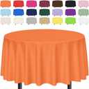 SietDESEO 3 Pack Orange Tablecloth Round 84 x 84 Plastic Table Cover Waterproof Orange Table Cloth Disposable for Wedding Birthday Baby Shower Thanksgiving Party Picnic Circle Tablecloth