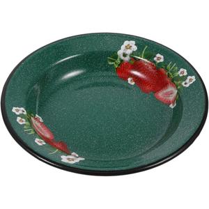 Amosfun Enamel Bowl 8.66 Inch Vintage Deep Soup and Salad Bowl Enamelware for Food Serving Noodles and Pasta