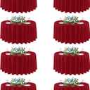 sancua Christmas Red Round Tablecloth 108 Inch Diameter, 8 Pack - Circle Polyester Fabric Table Cloth for Wedding Party Reception Banquet Birthday, Washable Formal Table Cover (Fit 42-96 Inch Tables)