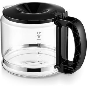 10-Cup Glass Coffee Carafe Compatible with De'Longhi 3066 3067 3093 3094 3111 3112 Kf140 Kf863, Coffee Pot Compatible with 7313283649, Espresso Carafe Machine Parts