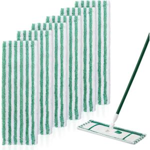 6 Pack Microfiber Mop Pads Refills Compatible with Libman Wet & Dry Mop, Reusable & Washable, Green & White