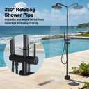 RBROHANT Freestanding Outdoor Shower with Hose Hookup, Height Adjustable Free Standing Outdoor Showers for Backyard Poolside,Hot and Cold or Cold Only, Floor Mounted, Matte Black, JK0466