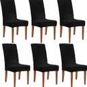 Obstal Black Chair Covers for Dining Room 6 Pack ?Universal Stretch Spandex Removable Washable Chair Seat Slipcovers Protector for Kitchen, Ceremony, Wedding, Banquet, Hotel and Party