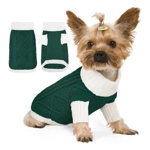 Lorehelina Dog Sweater for Small Dogs Argyle Cable Knit Turtleneck Pullover Winter Clothes for Boys Girls Stretch Chihuahua Yorkie Puppy Christmas Doggie Pet (XS, Green)