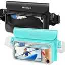 Niveaya IP68 Waterproof Fanny Pack - 2 Pack, Floating Dry Bag Pouch, Phone Waterproof Waist Pouch Dry Bag, Beach, Kayaking, Swimming, Boat Essentials, for iPhone 16/15/14/13/12 Pro Max up to 9.5"