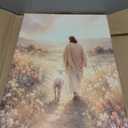 Christian Jesus Canvas Wall Art Framed Pastoral Lamb Home Decor 16x24 Inch