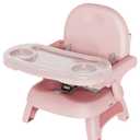 Booster Seat for Kitchen Chair, 3-in-1 Foldable Baby Booster Seat with Removable Dual Tray & 3-Point Harness, Portable Toddler Booster Chair for Dinning Table, Travel, Outdoor Camping, Pink