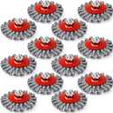 Tioncy 12 Pack Wire Wheel for Angle Grinder, for 4-1/2" Angle Grinder with 5/8"-11 Arbor, Heavy Duty Carbon Brushes for Rust Removal Heavy Cleaning Polishing(Red,Knotted Wire Wheel Brush)