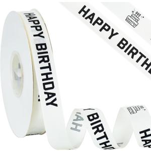 TONIFUL 40 Yards Grosgrain Ribbon - 7/8 inch Black/White Birthday Gift Wrapping Craft Hair Bows for Parties