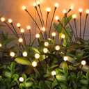 Solar Garden Lights,Solar Firefly Lights,8 Pack 64 Heads Solar Lights Outdoor Decorative,Sway by Wind, High Flexibility Iron Wire & Heavy Bulb Base,Yard Patio Pathway Lawn (Warm White)
