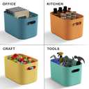 ORGIDOL 12 Pack Colorful Plastic Storage Bins, Storage Container for Organizing, Colored Storage Boxes with Handle for Shelves, Cute Organizer Bins for Craft, Snacks, Cabinet, 9.69x6.7x5.7 inch