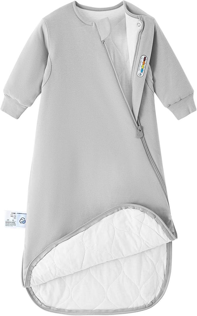 kaiya baby Unisex Sleeping Bag for Babies and Toddlers 2.5 Tog Sleep Sack, Long Sleeve Sleep Sack, Wearable Blanket Baby (0-6M, Stone Gray)