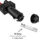 Dc 12v 10a Male Cigarette Lighter Plug with Power Wiring Cable Car to Take Power Black Power Cord for Inverter