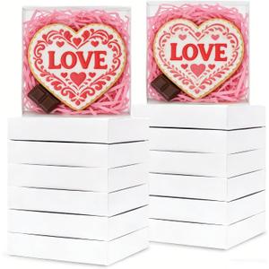 50 Pack 6 x 6 x 1.25 Inch Cookies Boxes with Full Clear Window Bakery Boxes Chocolate Covered Ores Box Treat Macaron Box for Wedding Party
