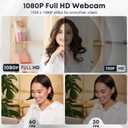 1080P HD Webcam with Microphone, Noise Cancellation, Privacy Cover, Wide-Angle L