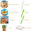 141Pcs Capybara Paper Plates Capy Party Supplies Summer Party Decorations Cute Animals Tableware Set