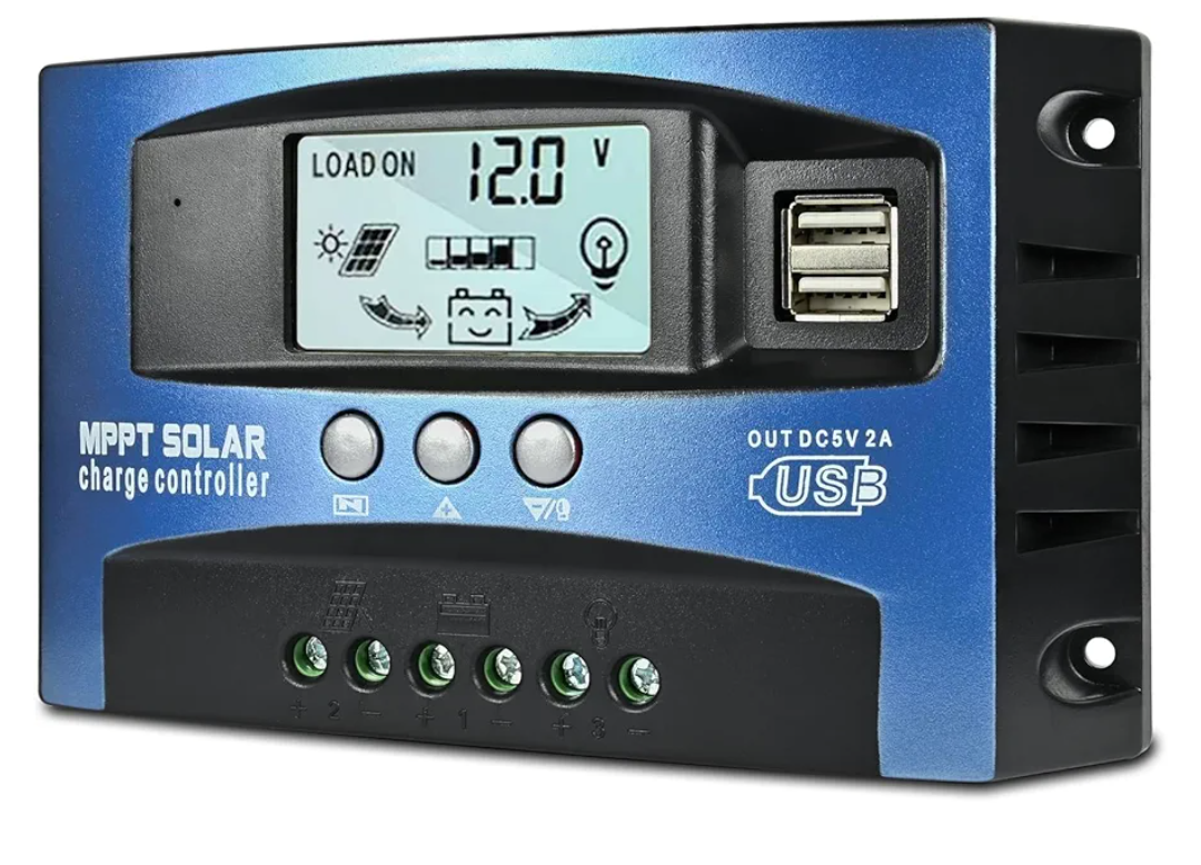 60A MPPT Solar Charge Controller, 12V/ 24V Solar Panel Battery Intelligent Regulator with Dual USB Port, LCD Display and Timer Setting ON/Off Hours
