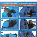 SARISUN Travel Pillow Combo with Chin Strap, Airplane Pillows with 3D Eye Mask for Sleeping, 360 Support Plane Head Strap for All Plane Seats, Long Flights Essentials, Stop Bobblehead, Red