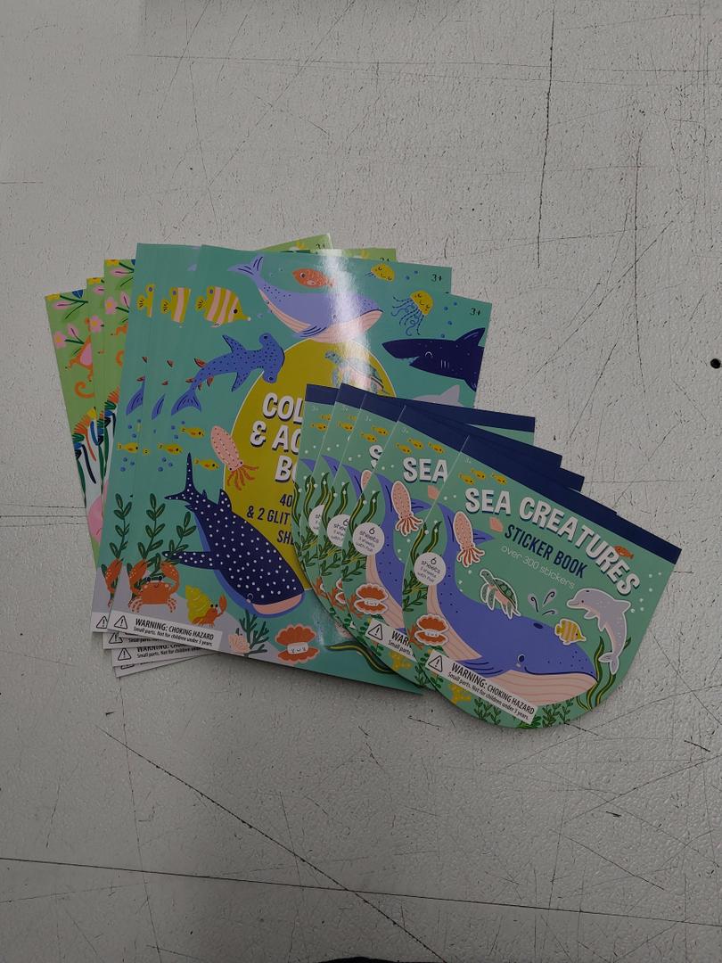 COLORING & ACTIVITY BOOK 40 PAGES (6 PACK), SEA CREATURES STICKER BOOK OVER 1500 STICKERS (5 PACK)