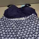 Yonique Women Two Piece Plus Size Tankini with Skirt Tummy Control Bathing Suits High Neck Swimsuits (Blue, XL)