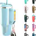 Frost Buddy Thicc Buddy - 40 oz Stainless Steel Vacuum Insulated Tumbler with Lid and Straw for Water - Travel Mug Cupholder Friendly - Gifts for Women Men Him Her (Sky Blue Glitter)