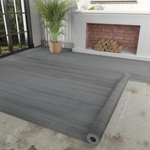 Oxdigi Vinyl Flooring Roll 107 sq.ft | 3'4"W x 32'10"L, PVC Leather-Like Linoleum Floor Covering, Waterproof Durable Heavy Vinyl, Easy to Install with Tape, Removable- No Adhesive Backing, Smoky Ash