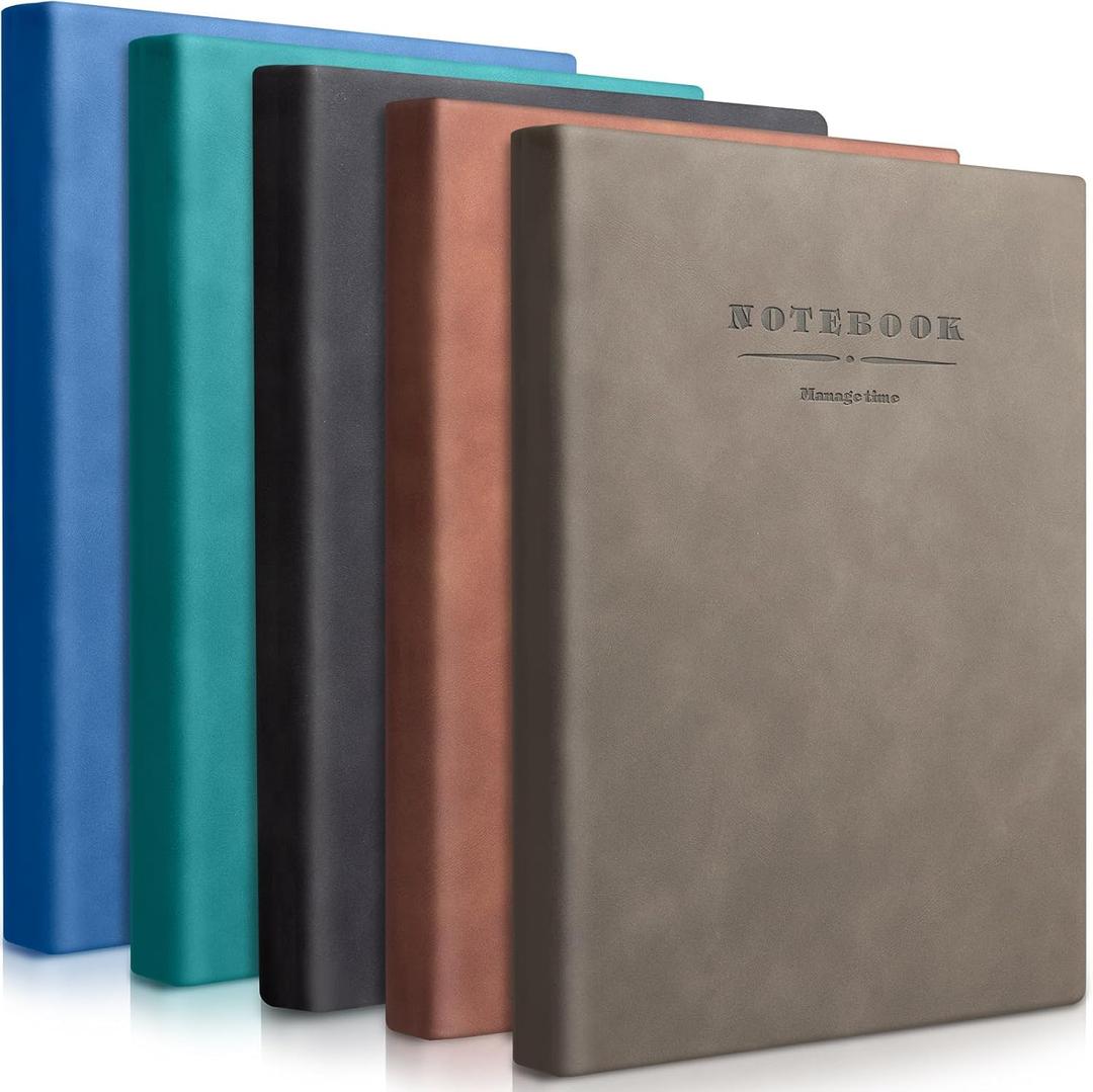 SATINIOR 5 Pack A4 Notebooks Large Journal 360 Pages Leather Softcover Hardcover Notebooks Thick Paper Lined Note Writing Notepad for Travel Office School Business, 8.5'' x 11''(Mixed Color)