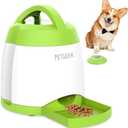 PETGEEK Dog Treat Dispenser with Button, Automatic Dog Feeder with Remote Control and Dual Power Supply, Dogs Puzzle Toys and Interactive Pet Stimulation Toys for Indoor or Outdoor Play(Green)