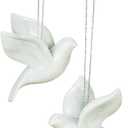 Peaceful White Flying Dove 2.5 inch Resin Decorative Hanging Ornament Set of 2