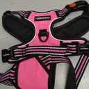 rabbitgoo Dog Harness for Large Dogs, No Pull Pet Vest with 3 Buckles, Adjustable Soft Padded Pet Harness with Easy Control Handle and Reflective Strips, Pink, L