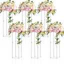 Geetery 6 Pieces Tall Acrylic Vase Wedding Centerpieces Clear Flower Stand Column Geometric Floral Vase Elegant Display Holder for Birthday Party Wedding Table Decorations (28 Inch)
