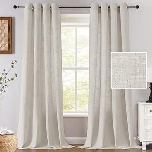 H.VERSAILTEX Extra Long Linen Curtains 108 Inches for Living Room Set of 2 Panels Grommet Drapes Light Filtering Privacy Curtains for Patio Door, 52" W x 108" L