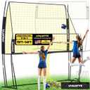 Volleyball Training Equipment, Volleyball Net System with Freely Height-Adjustable for Backyard, Volleyball Practice Net for Serving Setting Spiking, Easy Set Up for Indoor and Outdoor Use, 14 x 11 FT