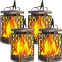 TomCare Solar Lights Upgraded Solar Lantern Flickering Flame Outdoor Hanging Lantern Decorative Lighting Solar Powered Waterproof LED Flame Umbrella Lights for Patio Garden Deck, 4 Pack(Bronze)