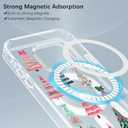 Christmas Case for iPhone 16 Pro Max,Pink Boho Xmas Tree Clear Magnetic Case,Compatible with MagSafe,Soft TPU Bumper Shockproof Protective Cover with Built-in Magnet Ring for Women