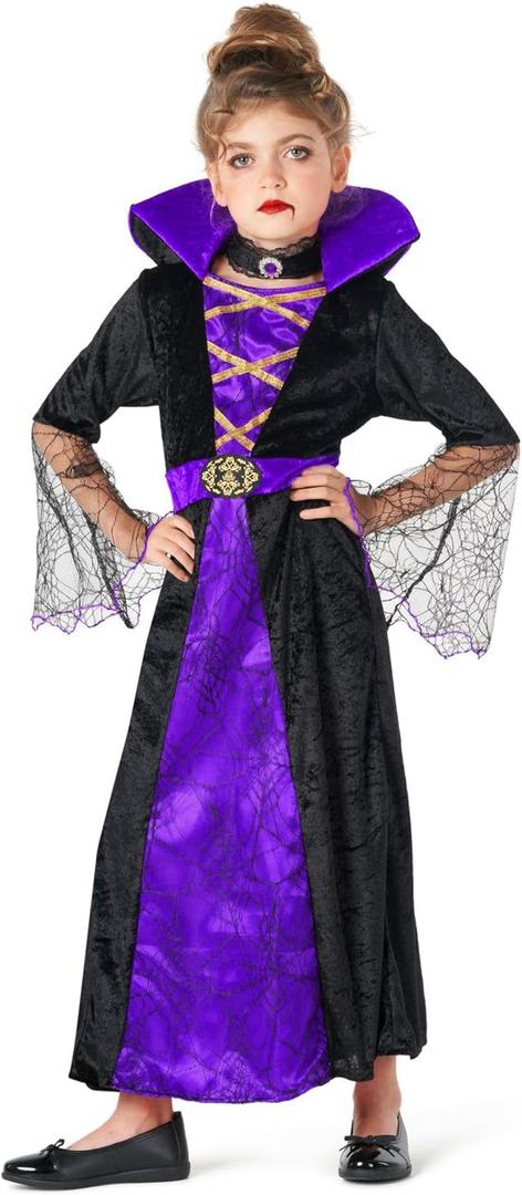 Morph Vampire Costume Kids, Vampire Costume For Girls, Girls Halloween Costumes, Kids Halloween Costumes (4-6 Years, Purple)