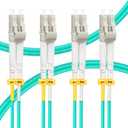 FLYPROFiber- LC to LC Fiber Patch Cable OM3 0.2M, Length Options: 0.2m-200m, 10GB/40GB Multimode Duplex, 50/125um Fiber Optic Cable Cord LSZH-0.2Meter(7inch)