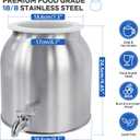 Stainless Steel Water Dispenser, 2.5 Gallon Drink Dispenser with 18/8 Stainless Steel Spigot & Airtight Lid, Water Cooler Dispenser Countertop for 3-5 Gallon Bottle, Water Crock for Parties Home