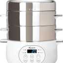 Euro Cuisine FS2500 Electric Food Steamer, Versatile Vegetable Steamer & Steam Cooker Ideal for Fish, Veggie, Meat, Stainless Steel 1200 Watts